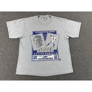 Vintage Dallas Cowboys Shirt Mens XL Gray NFL Football Troy Aikman 90s